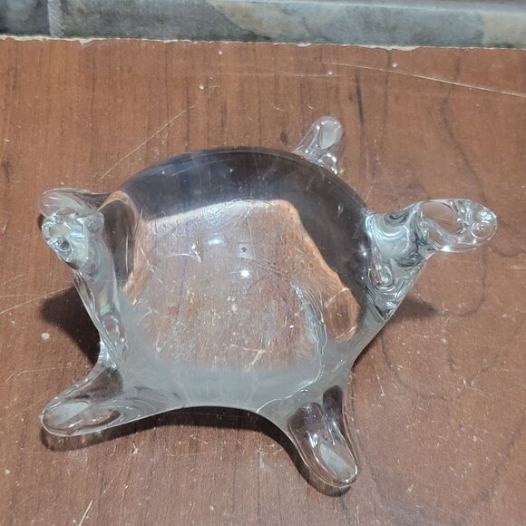 Clear Hand Blown Art Glass Sea Turtle Paperweight - Picture 2 of 10